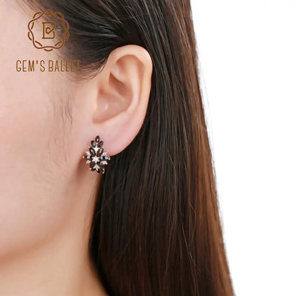 Natural Black Garnet Earrings 925 Sterling Silver