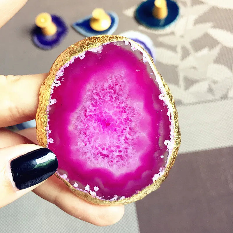 Agate Geode Polished Crystal Slice Stone