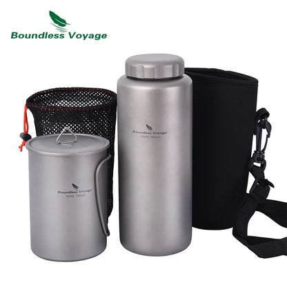 Boundless Voyage Titanium Bottle Outdoor Water Bottle Camping Canteen for Tea Coffee Cycling Drinkware Sports Bottle 1050ml