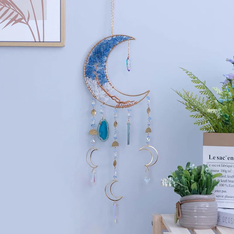 7 Chakra Crystal Rainbow Moon Dream Catcher