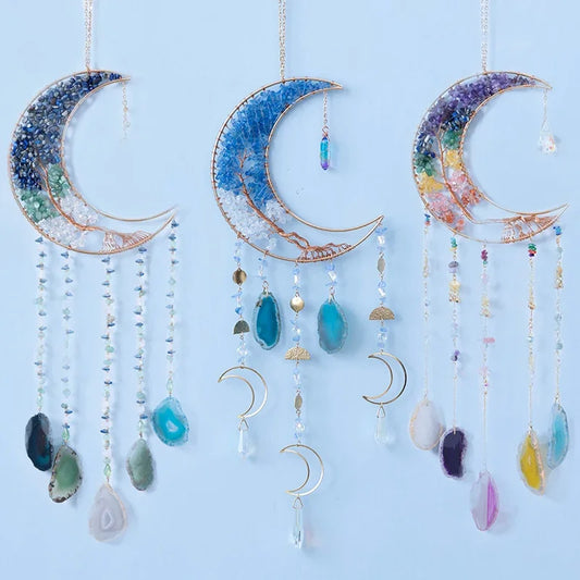 7 Chakra Crystal Rainbow Moon Dream Catcher