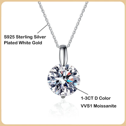 1-3ct Moissanite Sterling Silver Pendant Necklace