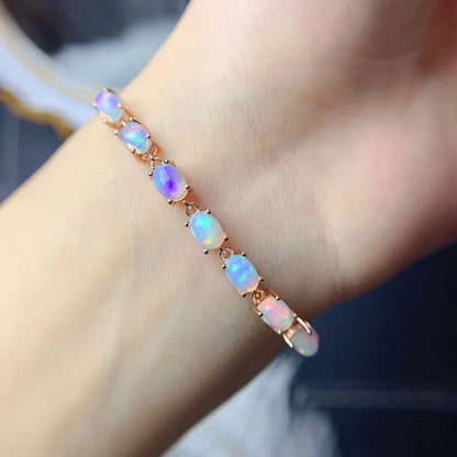 Sterling Silver Natural Opal Bracelet 7 Pieces