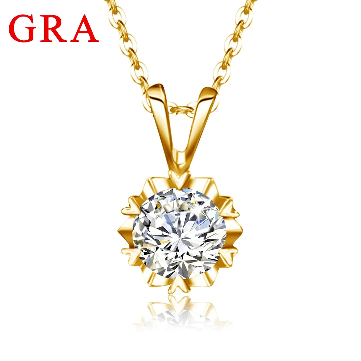 1CT Moissanite Necklace Gold Pendant and Chain