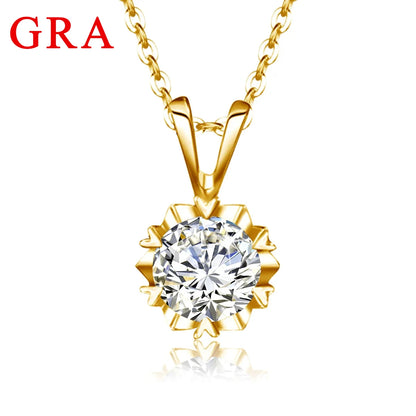 1CT Moissanite Necklace Gold Pendant and Chain