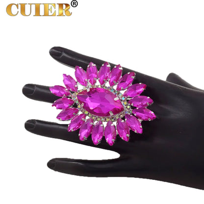 crystal rhinestones adjustable women rings size 5.2*7.3cm