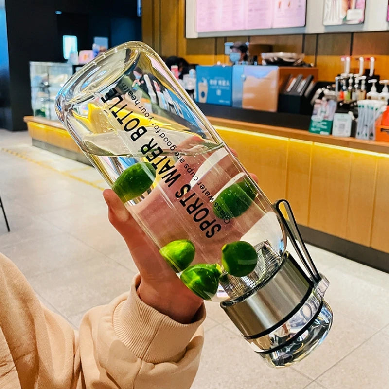 2L Large Capacity Glass Transparent Water Bottle