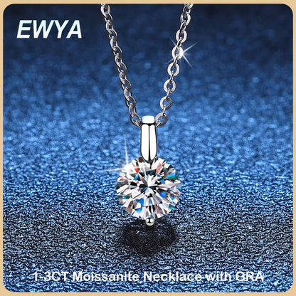 1-3ct Moissanite Sterling Silver Pendant Necklace