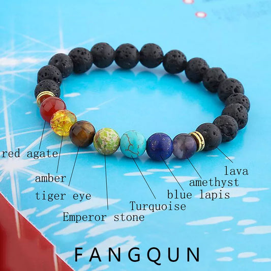 Tibetan Buddha Prayer Bracelet with Lava stone & tiger eye