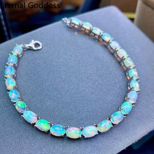 Sterling Silver Natural Opal Bracelet