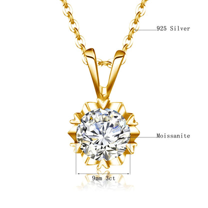 1CT Moissanite Necklace Gold Pendant and Chain