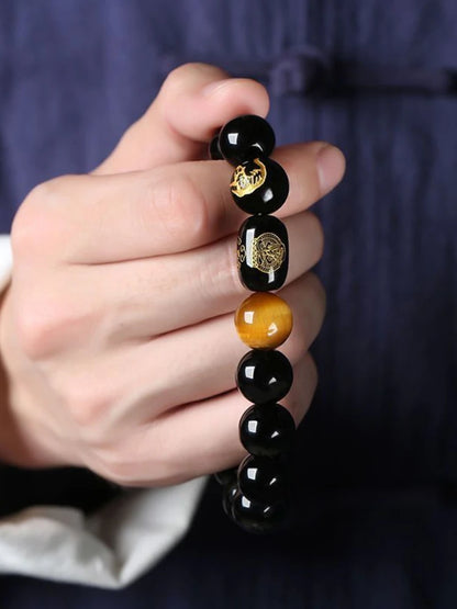 Natural Obsidian Zodiac Bracelet