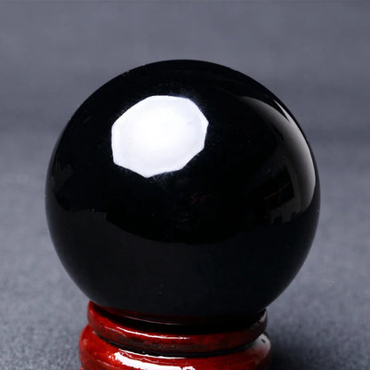 Reiki Large Natural Black Obsidian Sphere W/ Stand