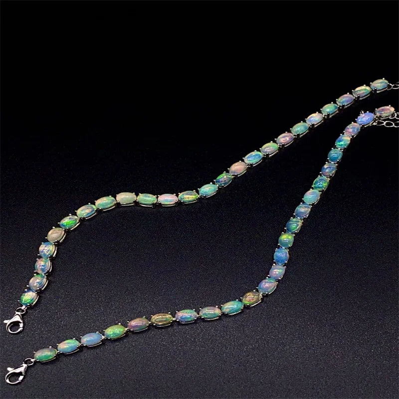 Sterling Silver Natural Opal Bracelet