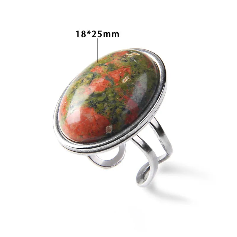 Natural Stone Vintage Silver Ring