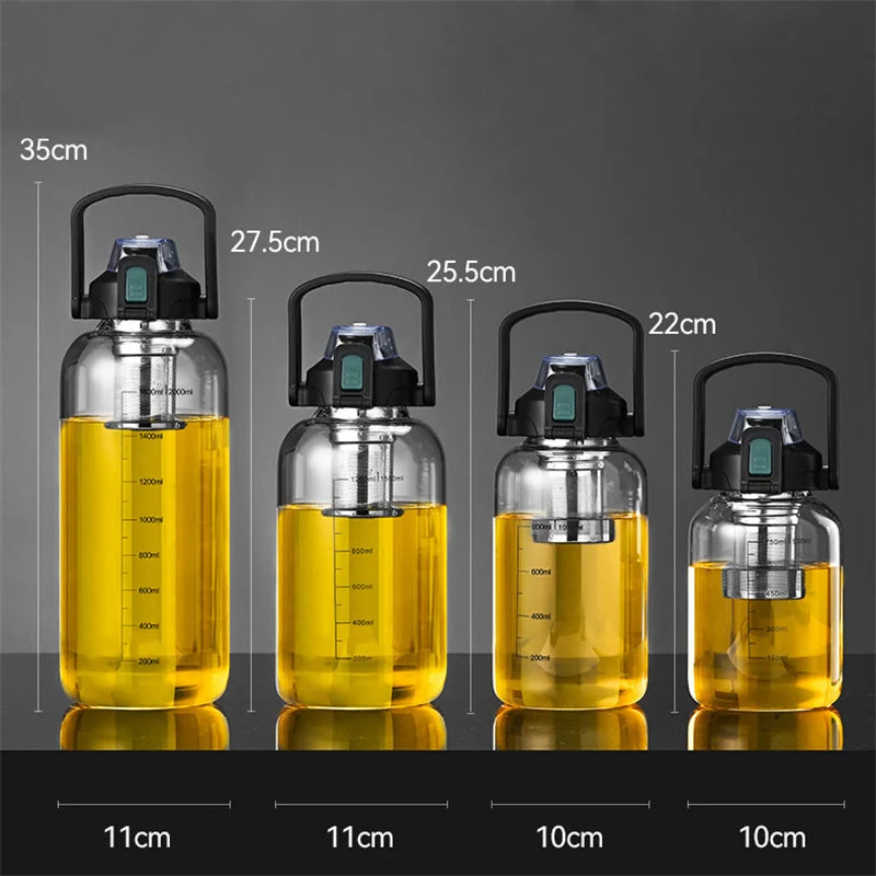 Large Capacity Glass Water Bottles With Tea Strainer