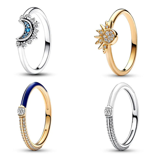 Sterling Silver Celestial Moon Sun Rings