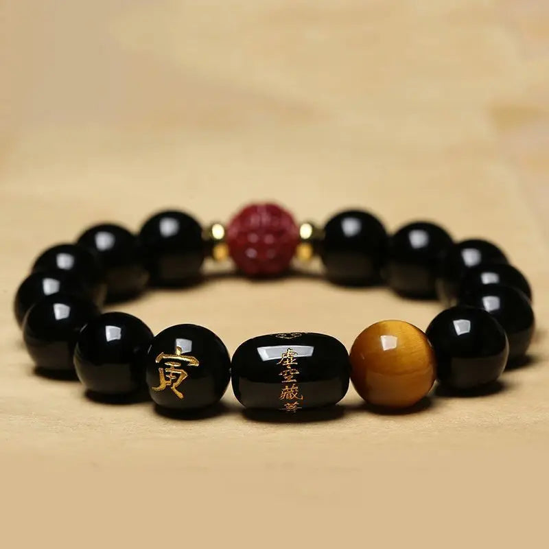 Natural Obsidian Zodiac Bracelet