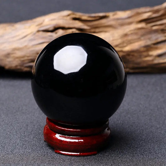 Reiki Large Natural Black Obsidian Sphere W/ Stand